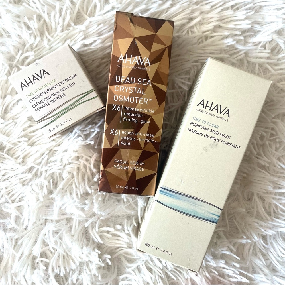 ❌AHAVA Dead Sea face serum mud mask and eye cream trio bundle retails $191